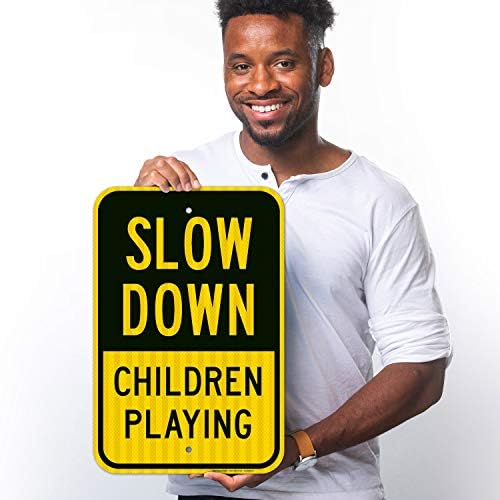 Slow Down Children Playing Sign, Traffic Sign, - Image 2