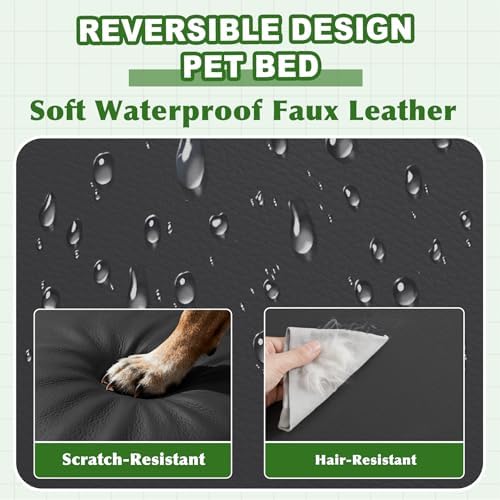 XXL Dog Bed Waterproof Washable, Wipeable Leather Large Crate Pad 48" Black - Image 2