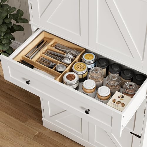 HOSTACK 71" Kitchen Pantry Storage Cabinet, Farmhouse Pantry Cabinet, White - Image 5