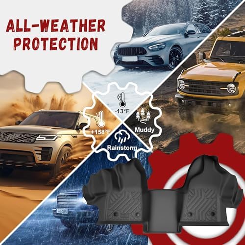 Floor Mats for Ford Transit 2015-2021 150/250/350/350HD w/Carpet Flooring (No Fit Transit Connect), Custom Fit TPE All Weather Floor Liners, 1st Row Transit Accessories - Image 6