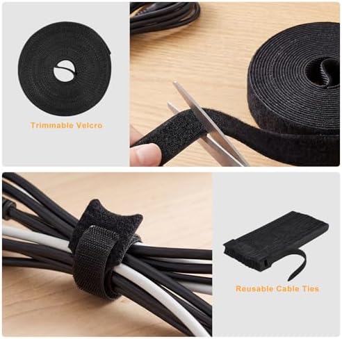 494 PCS Cable Management Kit - 4 Cable Sleeve Split, 2 Cable Organizer, 130 Adhesive Cable Clip, 6 Cable Holder, 2 Roll Cable Organizer Strap, 300 Cable Tie with 50 Mount, for Computer TV Under Desk - Image 6