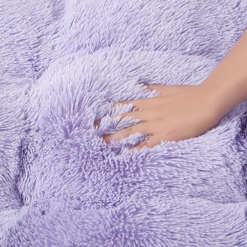 EHEYCIGA Fluffy Dog Crate Bed, Plush XX Large Dog Pillow, Purple - Image 4