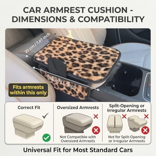 Fluffy Leopard Car Center Console Cover,Brown - Image 2