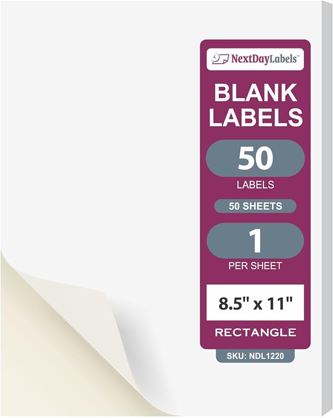 NextDayLabels - Full Page Labels 8.5 x 11 - White Shipping Labels - 8.5 x 11 by NextDayLabels