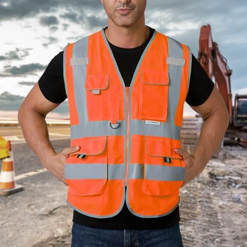 HYCOPROT High Visibility Safety Vest Hi Vis Reflective Construction Vests with Pockets for Men Women,Meets ANSI/ISEA Standard - Image 6