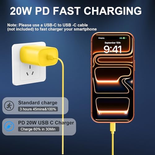 Phone 17 16 15 Charger Fast Charging Type C Chargers USB C Fast Charger Block & Phones 17 Charger Cord 10FT Long USB C Charging Cable for i.Phone 17/17 Pro/17 Pro Max/Air/Phone 16 15 Pro Max,Yellow - Image 6