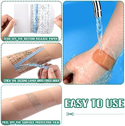 Nuanchu 50 Pcs Waterproof Transparent Adhesive Bandages Clear Adhesive Bandages Stretch Film Tape Tattoo Cover up Tape for Tattoo Swimming Shower(4 x 5.1 Inch) - Image 5
