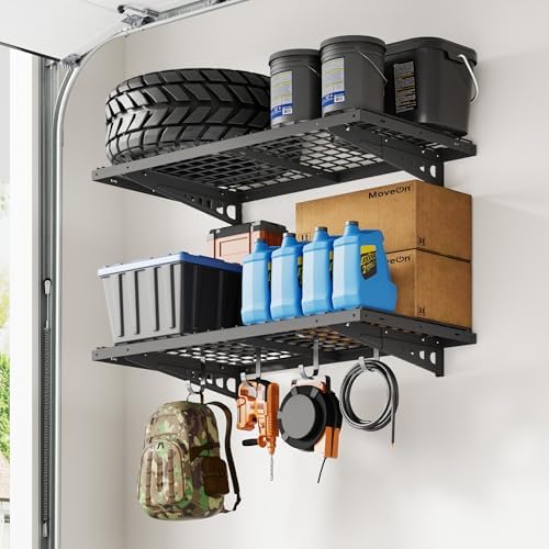 FLEXIMOUNTS 2 Pack 2x4ft Garage Storage with 4 Hooks, Black - Image 2