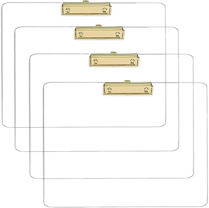 JIARI 4 Pack Clear Acrylic Office Clipboard A4 Letter Size 9.06" x 12.6" by JIARI