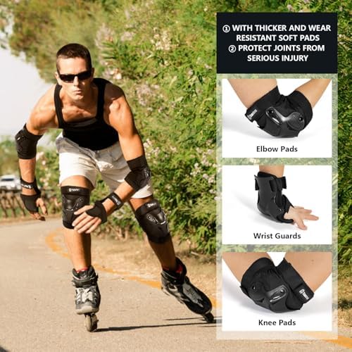 Tanden Skating Protective Gear Knee and Elbow Pads Wrist Guards for Roller Skating Skateboarding, Skate Pads Adult Knee Pads - Image 4