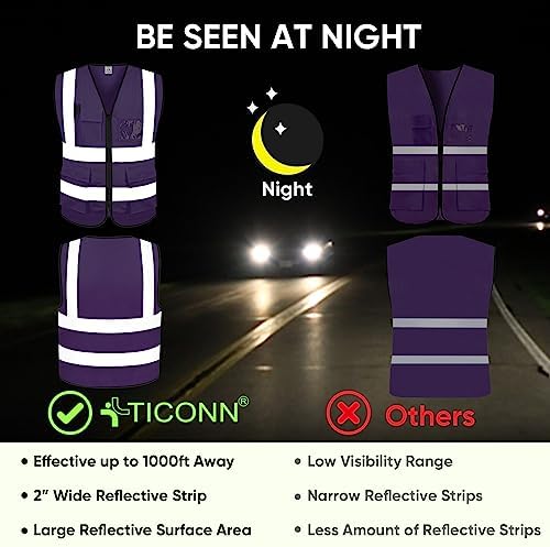 TICONN High Visibility Reflective Safety Vest for Men & Women, ANSI Class 2 - Image 3