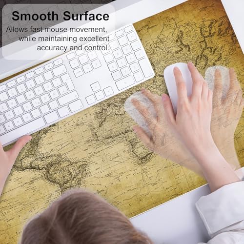 QiyI PU Leather Large Mouse Pad, Office Decor, 31.5" x 15.7", World Map - Image 5