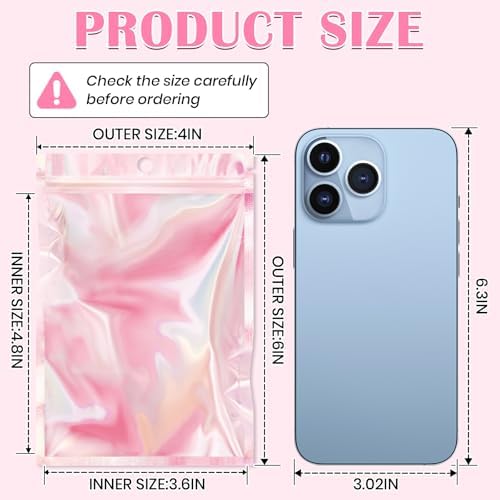 FUNFERY 4x6 inch Rainbow Clear Window Smell Proof Holographic Mylar Bags - Image 2