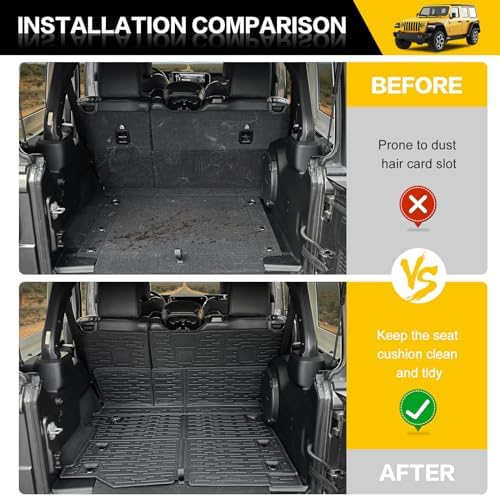 Cargo Mats for 2018-2026 Jeep Wrangler JL Unlimited 4X4 Trunk Mat with Backrest Liner, All Weather TPE Protector Rear Back Seat Mats for 18-26 Wrangler JL 4X4 4 Door Accessories - Image 3