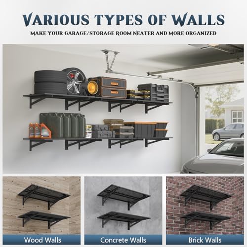 Jusgym 2 Pack Garage Shelving Wall Mounted, 2x3ft, 700LBS Integrated Grid - Image 5