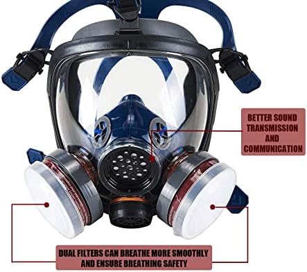 SYINE Organic Vapors Full Respirator Mask Gas Mask Spray Paint Chemical Formaldehyde Dustproof Respiratory Protection,Respirator with 1 Pair Filter Cartridges and Carrier Bag - Image 2