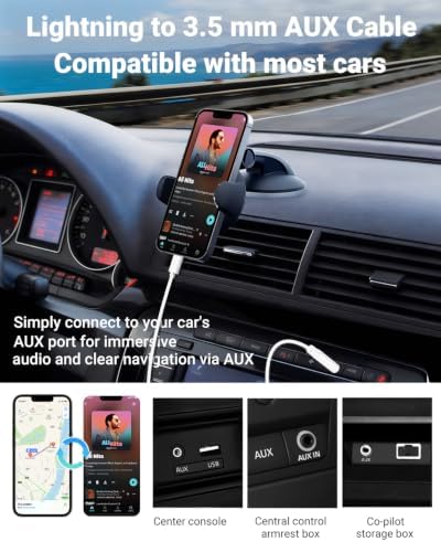 Aux Cord for iPhone,[Apple MFi Certified] Lightning to 3.5 mm AUX Cable for Car Stereo, Speaker, Headphone, Auxiliary Audio Cable Compatible with iPhone 14 13 12 11 XS XR X 8 7 3.3FT White - Image 2