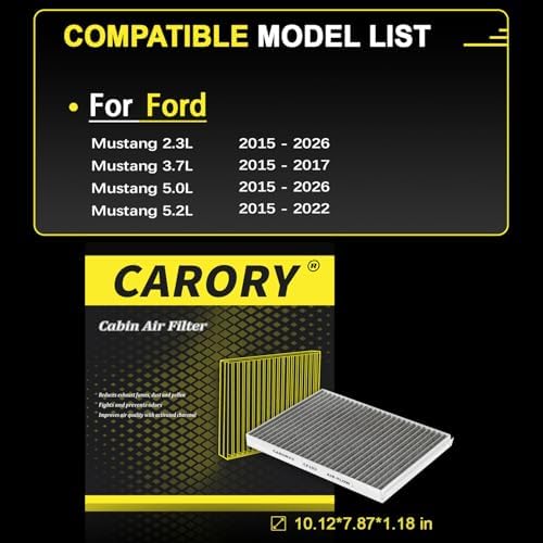 CARORY Cabin Air Filter w/Activated Carbon for Ford Mustang 2015 2016 2017 2018 2019 2020 2021 2022 2023 2024 2025 2026, FR3Z-19N619-A, CF12152, FP-78, CF152 - Image 3