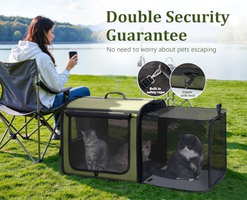Dog Car Carrier Light Weight,Expandable,Foldable Dog Carrier, Green - Image 5
