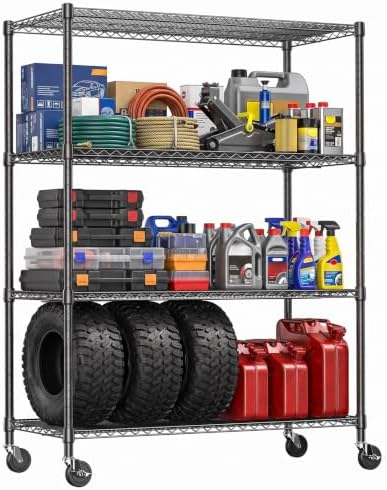 IZEUK Heavy Duty 72" Industrial Black Metal Garage Storage Shelf by IZEUK