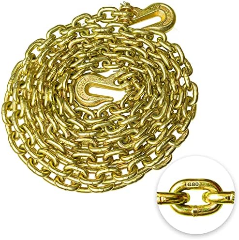 YATOINTO G80 Transport Binder Chain 5/16 Inch x 16 Foot Safety/Binder Chain with Clevis Grab Hooks 4,900 lbs Safe Working Load Logging Chain for Transporting Towing Tie Down Binding Equipment by YATOINTO