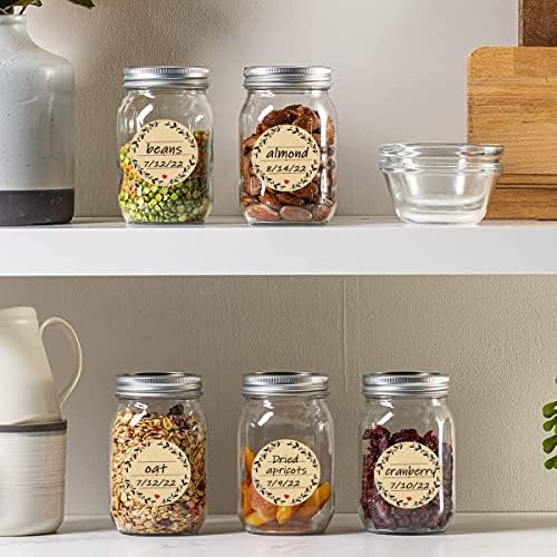 500pcs 2" Label Stickers for Jars and Lids, Wreath Design with 3 Lines for Writing, Kraft Sticker Labels Pantry Labels, Mason Jar Labels Canning Labels Bottle Labels - Image 5
