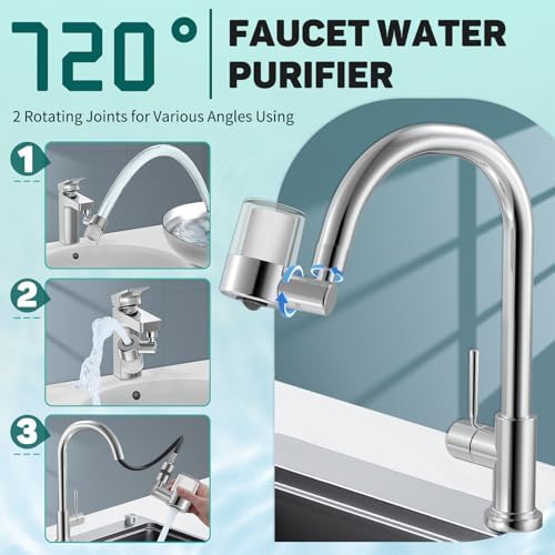 CECEFIN 720 Swivel Sink Faucet Water Filter NSF/ANSI/CAN 372, 22pcs Adapter - Image 5