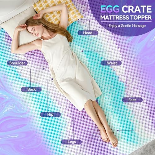 SINWEEK 3 Inch Egg Crate Memory Foam Mattress Topper Twin XL, Twin Extra Long Mattress Pads for College Dorm Room, Pressure Relieve CertiPUR-US Certified,39x80 Inches, Colorful - Image 2