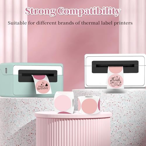 1.5 inch Round Thermal Label,Pink Thermal Sticker Labels,Direct Thermal Printer Label for DIY Logo Design,Thanks Card,500 Labels/1 Roll - Image 4