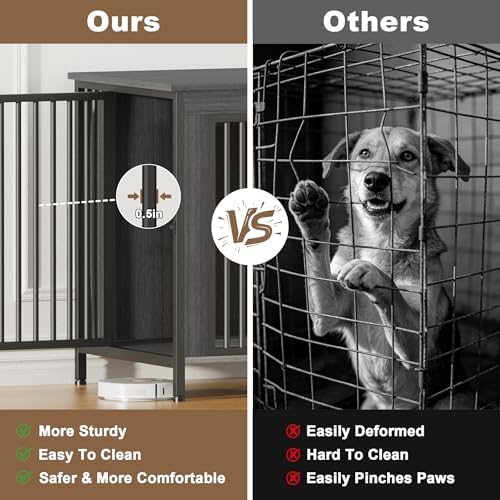 EasyCom 47.24" Dog Crate Furniture for 1 or 2 Dogs, 65-92 Pounds, Dark Grey - Image 6