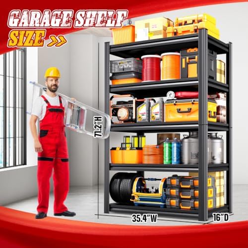 Heavy Duty Metal Garage Shelving Unit 5-Tier 71.2" H x 35.4" W - Image 3