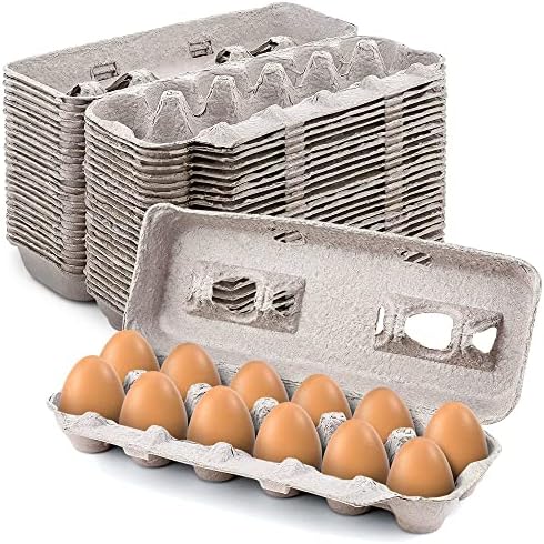 MT Products Blank Natural Pulp Egg Cartons Holds Up to Twelve Eggs 11.50" x 4.2" x 1.25" - Perfect for Chicken Farm (Pack of 15) - Made in the USA by MTProducts