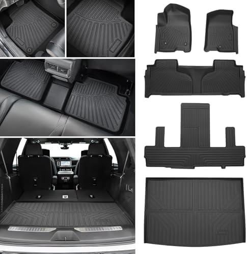 Floor Mats for Chevy Suburban & GMC Yukon XL 7 Seats 2021-2025 2026 All Weather Cargo Liner for Suburban Accessories Carpet TPE Heavy Duty Floor Mat (2nd Row Bucket Seats) - Image 2