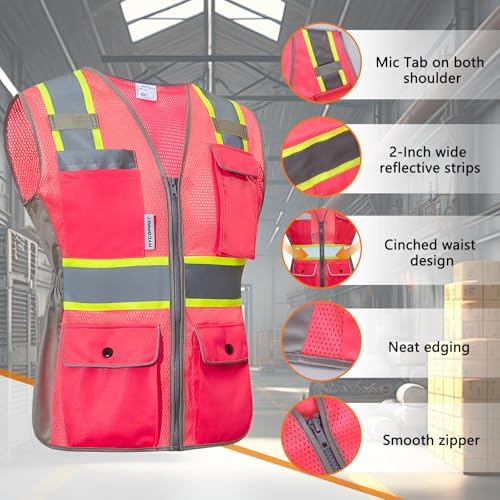 HYCOPROT Safety Vest for Women Mesh Reflective Lady High Visibility Construction Work Vest Meets ANSI/ISEA Standards - Image 2