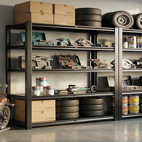 Romorgniz Heavy Duty Garage Shelving,78 H 5-Tier Metal Storage Shelves Unit,3000 lbs Capacity Adjustable Shelving Rack with Dual Wire Decking, 55.1" W x 26" D for Warehouse Basement Pantry Factory - Image 4