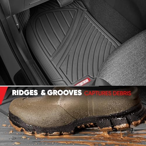 Motor Trend FlexTough Performance All Weather Rubber Car Floor Mats with Cargo Liner – Full Set Front & Rear Odorless Floor Mats for Cars Truck SUV, BPA-Free Automotive Floor Mats (Gray) - Image 6
