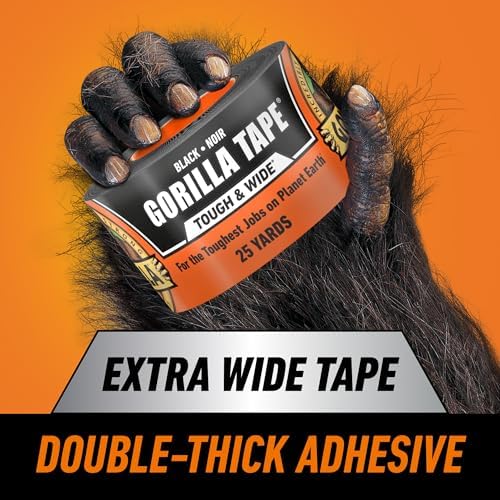 GORILLA Tough & Wide Heavy Duty Duct Tape, Black, 2.88" x 25 yd, 1-Pack - Image 5