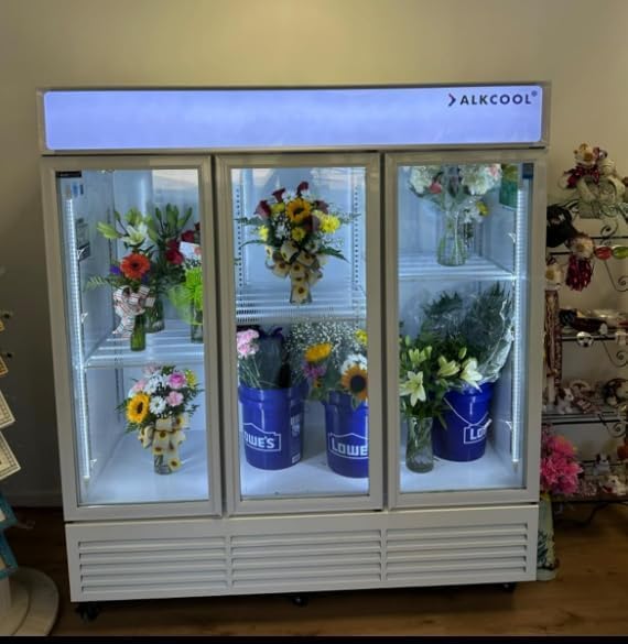 Commercial Refrigerator Floral Beverage Display Cooler, 3 Glass Doors - Image 6