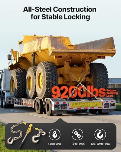 VEVOR Ratchet Chain Binder, 9200 lbs Working Load, Chain Binders Compatible with 3/8 in - 1/2 in Chains, Heavy Duty Ratchet Load Binder with Handles for Truck, Tie Down, Hauling, Towing, Logging - Image 2
