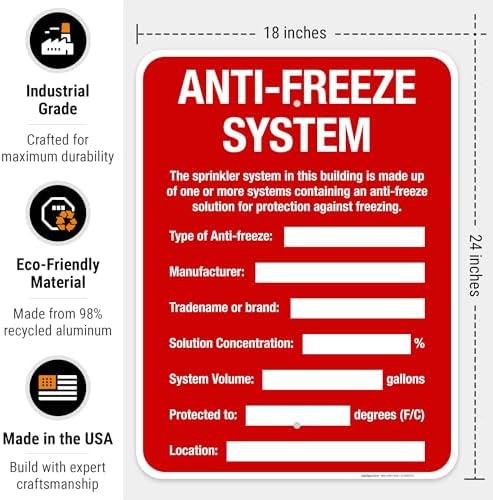 Anti-Freeze System Sign, Fire Safety Sign, (SI-5669) - Image 3
