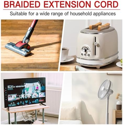 Skrizcable 16/3 3 FT Braided Extension Cord Indoor, 3 Prong Power Cable - Image 7