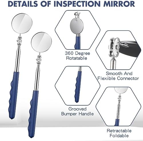 Copkim 2 Pcs Telescoping Inspection Mirror Mechanics Mirror,50mm,Blue - Image 3