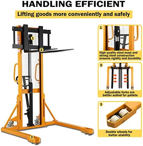 APOLLOLIFT Manual Pallet Stacker 2200lbs Capacity 63" Lift Height - Image 2