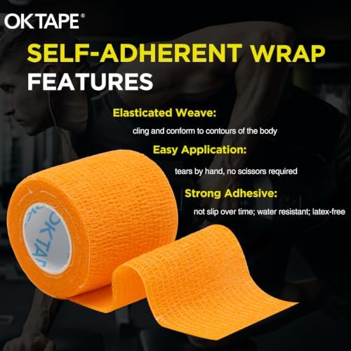 OK TAPE 12 Rolls Self Adhesive Bandage Wrap, Cohesive Elastic Athletic Tape - Image 5