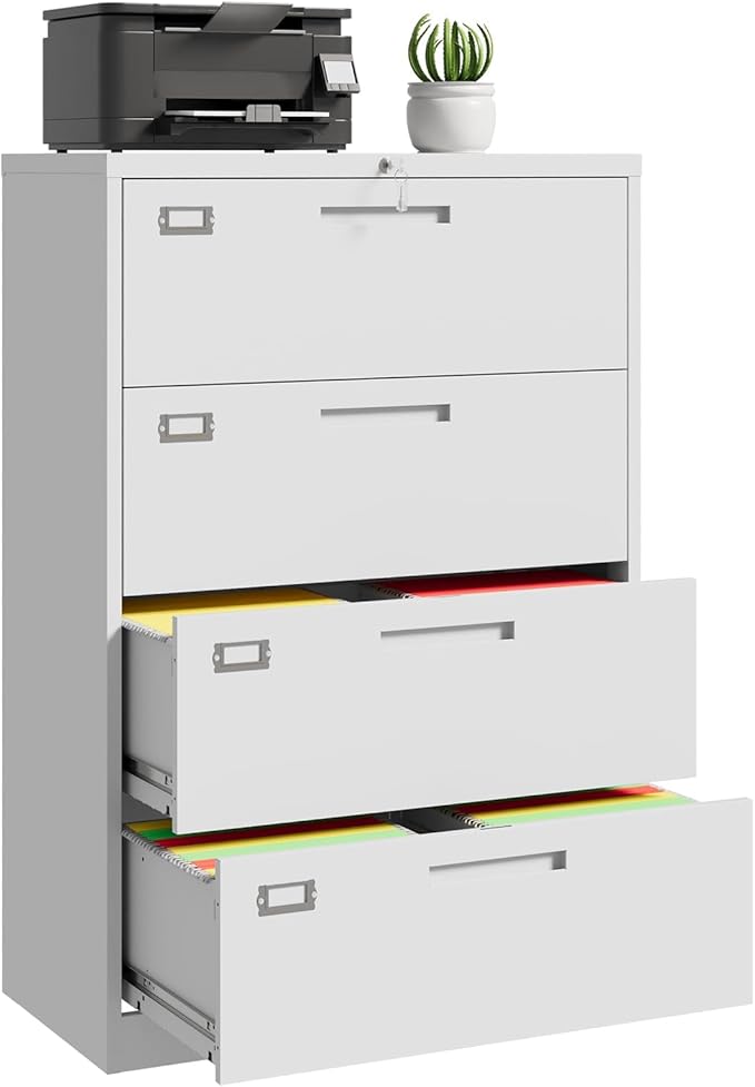 File Cabinet 4 Drawer, Lateral Filing Cabinet by ZAOUS