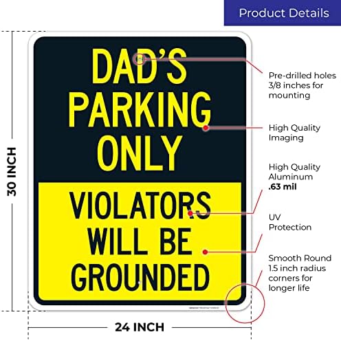 Dad's Parking Only Violators Will Be Grounded Sign, - Image 3