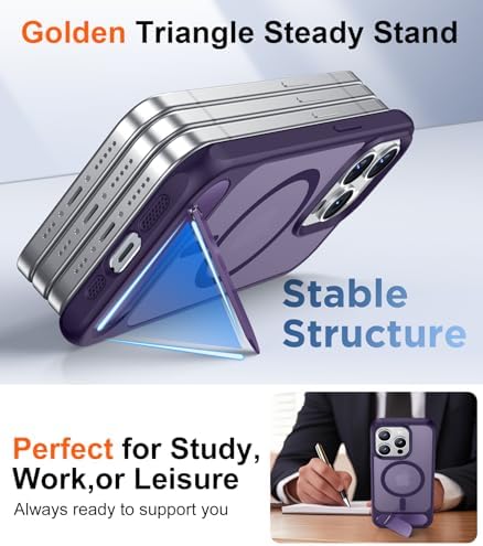 Temdan Magnetic Compatible with iPhone 15 Pro Case, [Built-in Invisible Kickstand][Compatible with MagSafe] [Military Grade Shockproof] Slim Translucent Matte Phone Case for iPhone 15 Pro 6.1" - Image 4