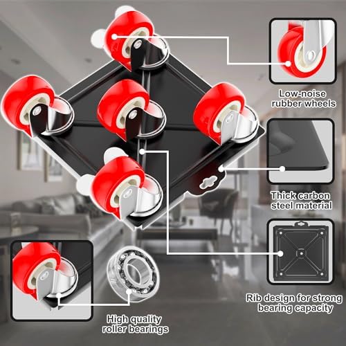 3,400 lb Capacity Furniture Dolly Set, 7.8-Inch Platforms, Red - Image 3
