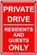 Indication warning sign Private Drive Residents And Guests Only Caution Alert Wall Art Outdoor Indoor 12x8 Inches New Aluminum Metal tin sign by Eletina