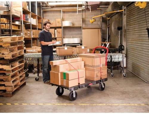 Rubbermaid Commercial Products Heavy-Duty Platform Truck, 2,000 Pound Capacity, 24" x 48" Platform, 8" TPR Casters, Black, for Warehouse/Garage/Cleaning/Manufacturing - Image 2